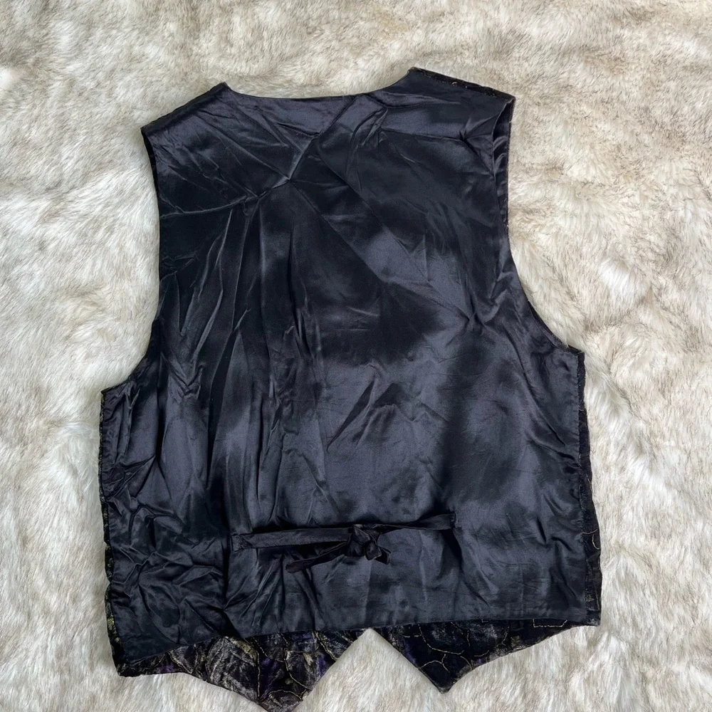 Purple & Black Velvet Leaf & Glitter Detail Special Occasion Vest - Picture 6 of 8